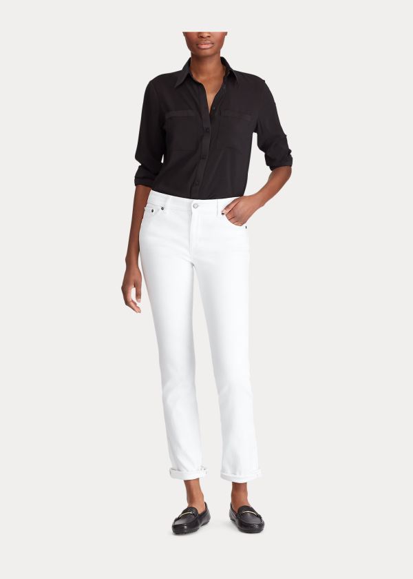 Jeans Ralph Lauren Mujer Blancos - Slimming Premier Straight - TXOEY2380